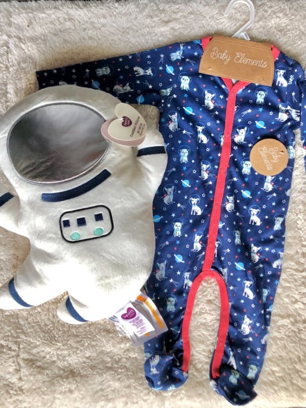 Space Theme 6-9 Month Footie Sleeper with Astronaut Spaceman Pillow
